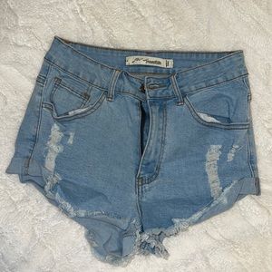 High waisted jean shirt